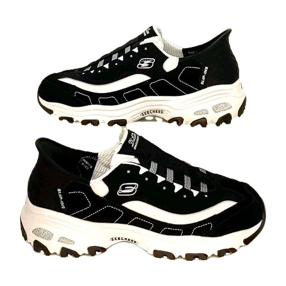 Skechers Hands-Free Slip-ins D'Lites Women's 8.5 B&W Memory Foam WORN ONCE